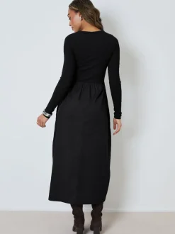 Noir - Threadbare Robe boutonnée 21 jersey en popeline mélangée