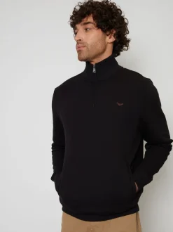 Noir - Threadbare Sweat-shirt à col zippé