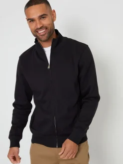 Noir - Threadbare Sweat-shirt zippé à quart de tour