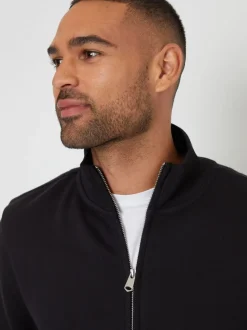 Noir - Threadbare Sweat-shirt zippé à quart de tour