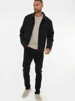 Noir - Threadbare Veste à boutons brossés-chemise