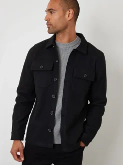 Noir - Threadbare Veste-chemise à boutons en laine et fausse fourrure