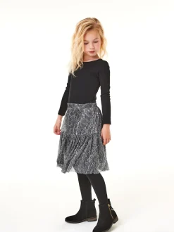 Noir - Top côtelé à manches longues (3-16ans)