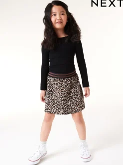 Noir - Top côtelé à manches longues (3-16ans)