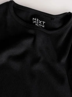 Noir - T-shirt à manches longues en coton riche (3mths-7yrs)