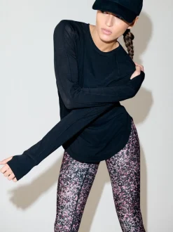 Noir - T-shirt Active à manches longues à col rond