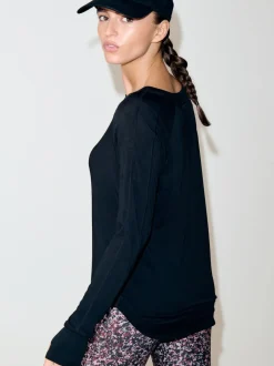 Noir - T-shirt Active à manches longues à col rond