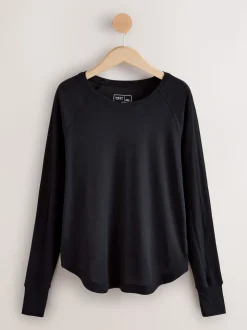 Noir - T-shirt Active à manches longues à col rond