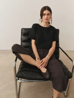 Noir - T-shirt avec lin