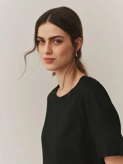 Noir - T-shirt avec lin