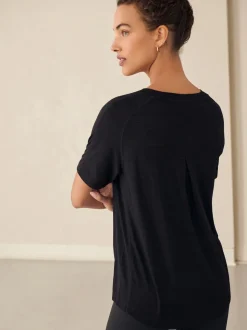 Noir - T-shirt léger à manches courtes Col rond Active