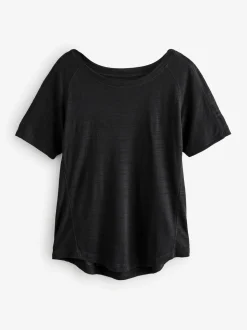 Noir - T-shirt léger à manches courtes Col rond Active