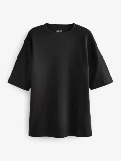 Noir - T-shirt long épais décontracté