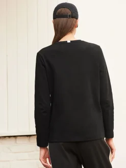 Noir - T-shirt manches longues Col rond épais