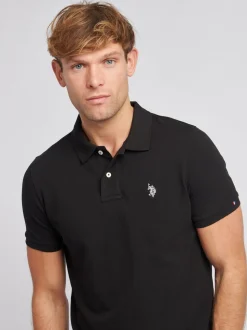Noir - U.S. Polo Assn. Coupe classique Pique 100% Coton Polos