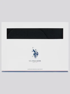 Noir - U.S. Polo Assn. Ensemble bonnet et écharpe en maille côtelée de luxe pour homme