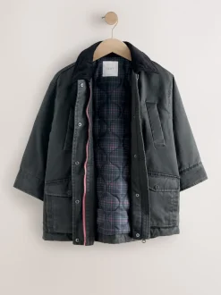 Noir - Veste cirée en fausse (5-14ans)