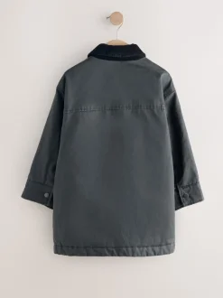 Noir - Veste cirée en fausse (5-14ans)