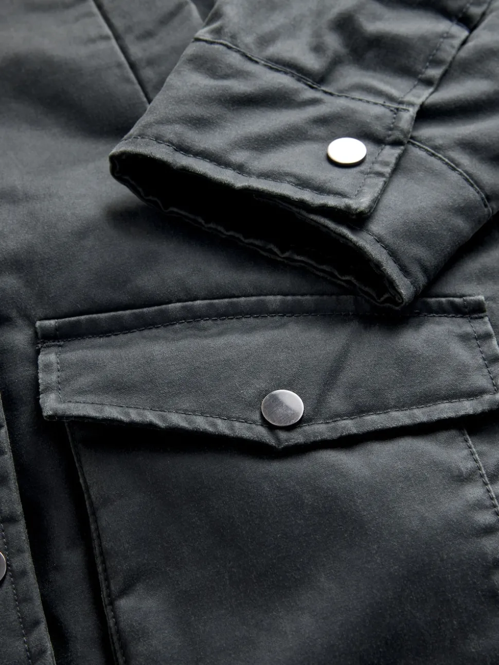 Noir - Veste cirée en fausse (5-14ans)