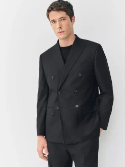 Noir - Veste de costume de smoking à double boutonnage décontractée