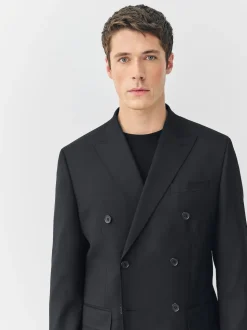 Noir - Veste de costume de smoking à double boutonnage décontractée