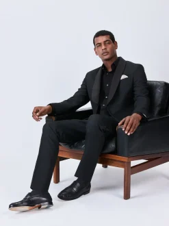 Noir - Veste de costume en jacquard coupe ajustée