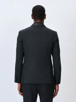 Noir - Veste de costume en jacquard coupe ajustée