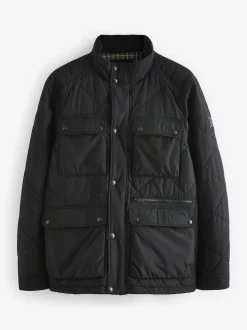 Noir - Veste de motard Diamond Quilted Résistante à la douche