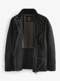 Noir - Veste de motard Diamond Quilted Résistante à la douche