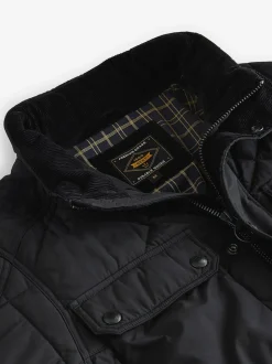 Noir - Veste de motard Diamond Quilted Résistante à la douche