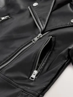 Noir - Veste de motard en PU (3-16yrs)