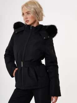 Noir - Veste de ski rembourré Threadbare Ceinturé