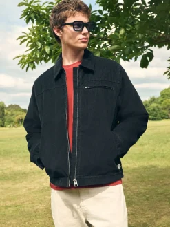 Noir - Veste doublée en velours côtelé et en peau de mouton