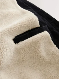 Noir - Veste doublée en velours côtelé et en peau de mouton