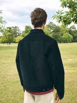 Noir - Veste doublée en velours côtelé et en peau de mouton