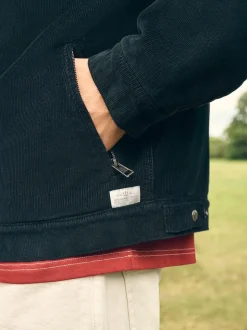 Noir - Veste doublée en velours côtelé et en peau de mouton