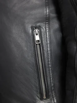 Noir - Veste en cuir Signatures à quatre poches doublée Borg