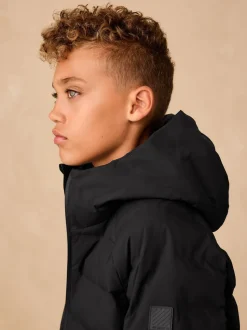 Noir - Veste imperméable à capuche de poids moyen (3-17ans)