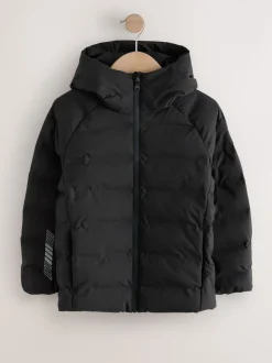 Noir - Veste imperméable à capuche de poids moyen (3-17ans)