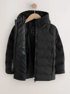 Noir - Veste imperméable à capuche de poids moyen (3-17ans)