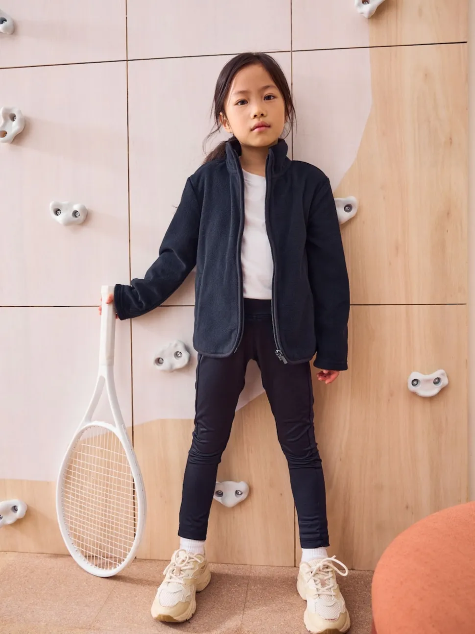 Noir - Veste polaire zippée avec poches (3-16ans)