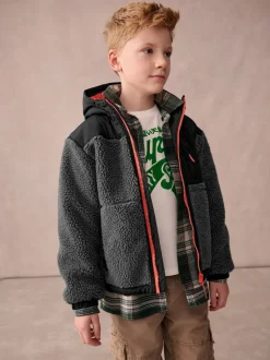 Noir - Veste Superdry zippée et imitation peau de mouton