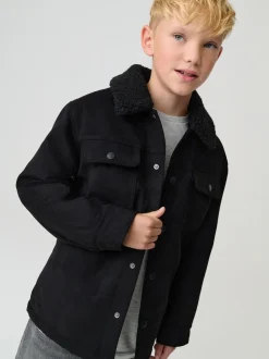 Noir - Veste-chemise en daim (3-16ans)