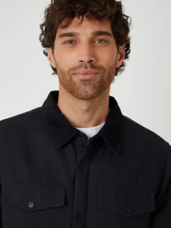 Noir - Veste-chemise Threadbare doublée de peau de mouton