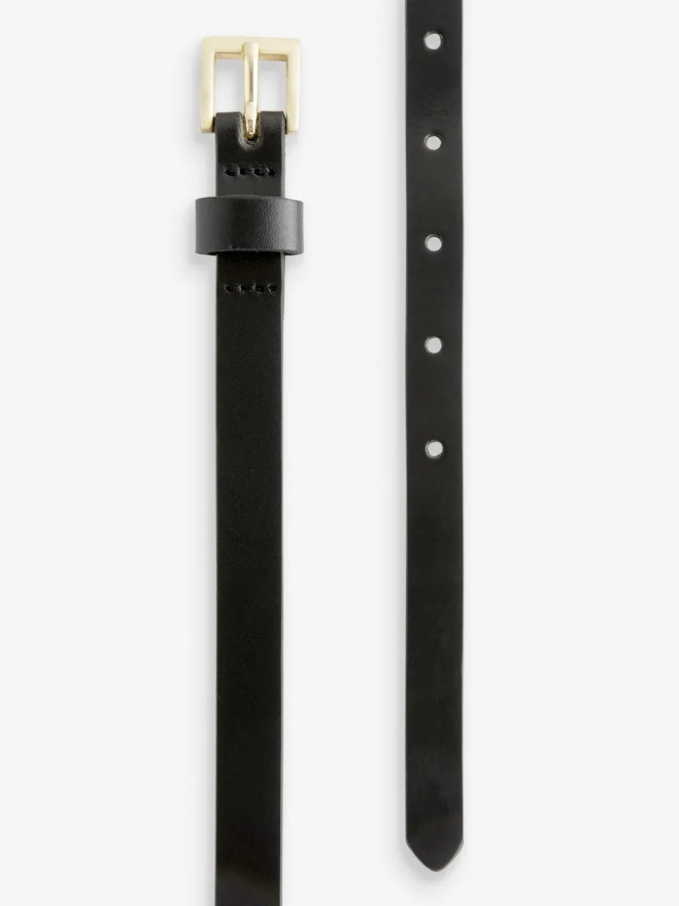 Noir avec Or - Ceinture fine en cuir