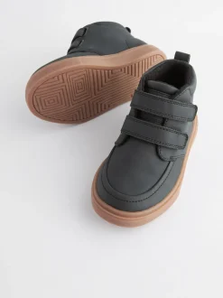 Noir avec semelle en gomme - Bottines avec fermeture scratch et doublure chaude