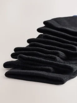 Noir avec talon et orteil contrastés - Paquet de chaussettes en coton riche 10