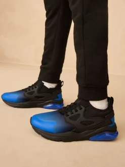 Noir Bleu Ombre - Entraîneurs en dentelle élastique