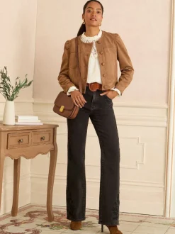 Noir brodé - Love & Roses Jean bootcut