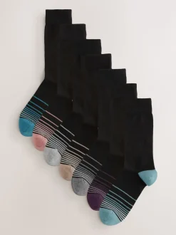 Noir Couleur Ombre - Lot de 7 - Chaussettes riches en coton pour homme